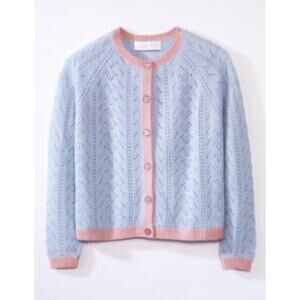 Ellie Mae Hazel Baby Alpaca Cardigan Natural Soft Quit Luxury Periwinkle Pink S